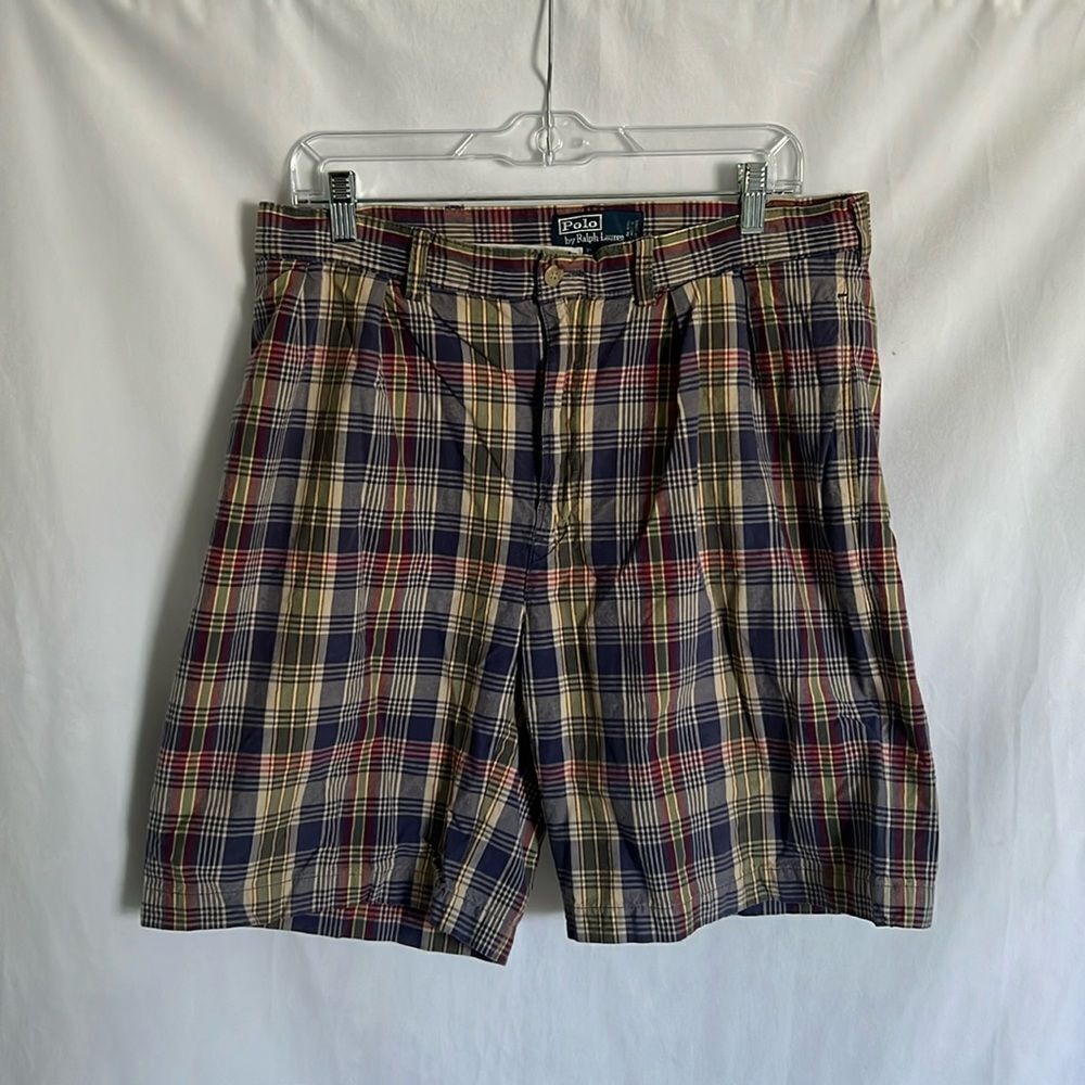 Polo By Ralph Lauren Madras Shorts Plaid Bleeker Fit Golf Vintage Men 34